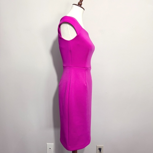 Calvin Klein Hot Pink Capped Sleeve Scuba Sheath Dress Size 4 - Picture 3 of 12
